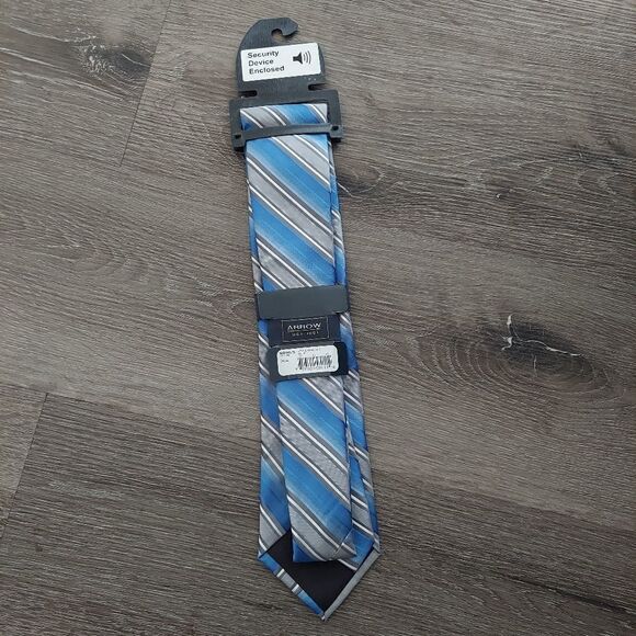New Arrow Gray Blue Striped Tie - Picture 2 of 4